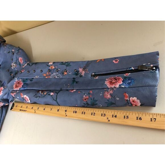 Desigual Women’s Nassau Faux Leather Floral Embroidered Biker Jacket SZ 36 - Picture 12 of 16